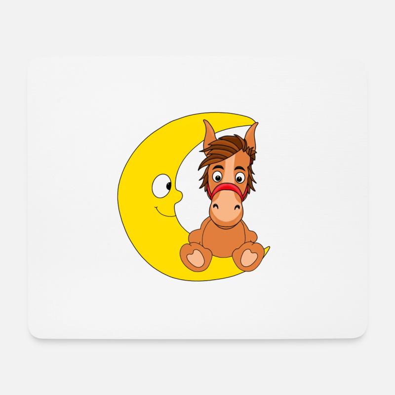MOND - PFERD - PONY - TIER - KINDER - BABYS - Mousepad (Querformat) - Weiß