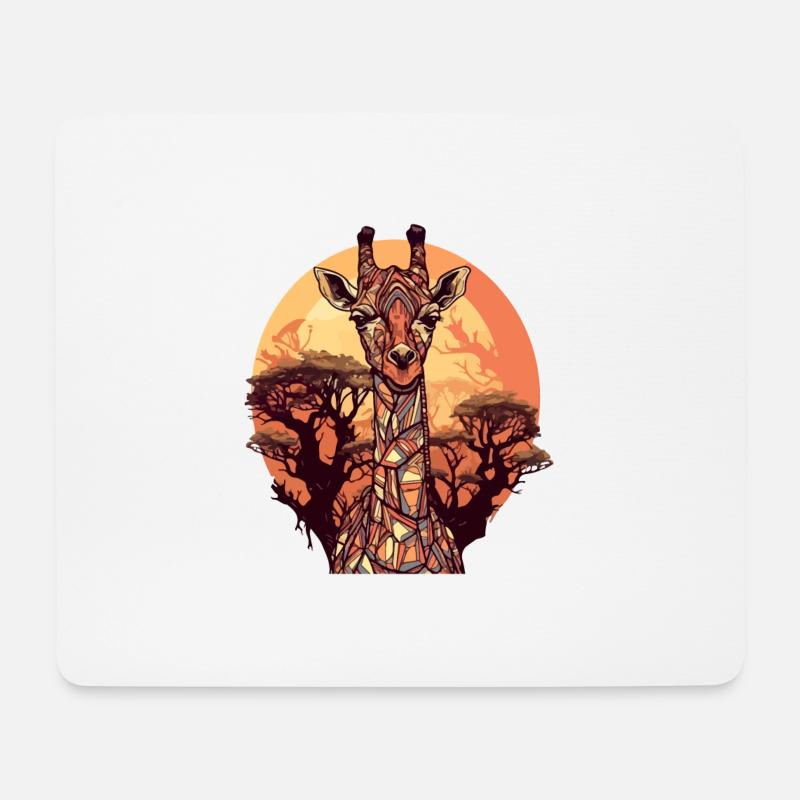Aki, die Giraffe - Mousepad (Querformat) - Weiß
