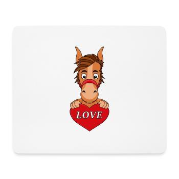 LIEBE - HERZ - PFERD - PONY - REITEN - TIER - KIND - Mousepad (Querformat) - Weiß - Vorne