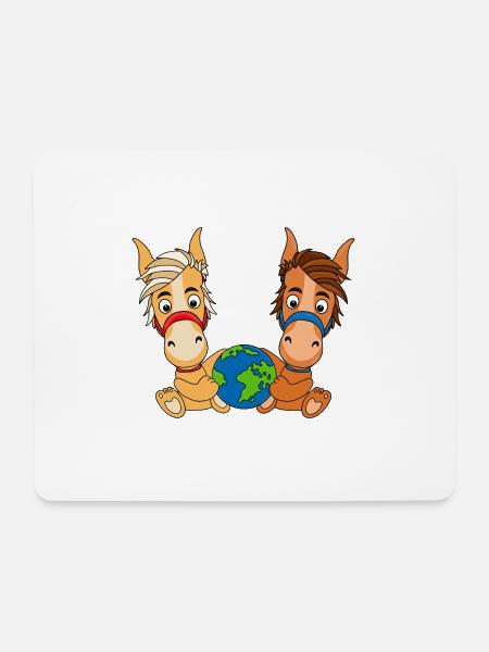 ERDE - WELT - PLANET - PFERDE - PONYS - REITEN - Mousepad (Querformat) - Weiß