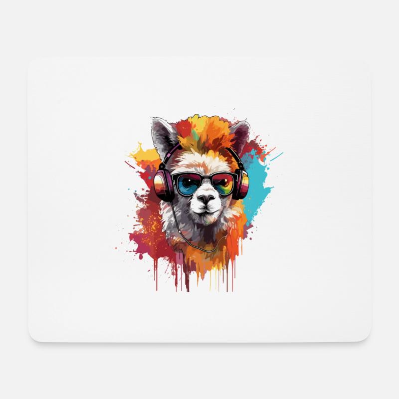 Funky Alpaka Graffiti-Art - Mousepad (Querformat) - Weiß