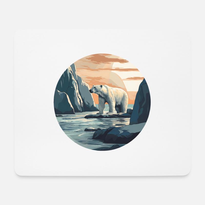 Eisbär - Mousepad (Querformat) - Weiß
