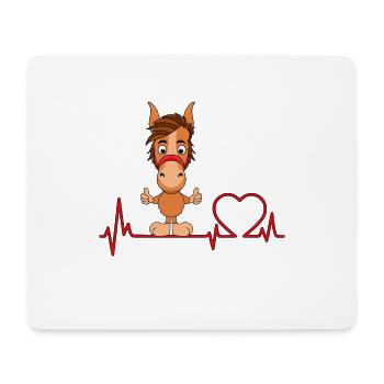 PFERD - PONY - REITEN - LIEBE - HERZSCHLAG - Mousepad (Querformat) - Weiß - Vorne