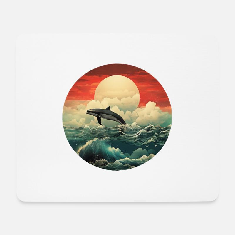 Orca im Sonnenuntergang - Mousepad (Querformat) - Weiß