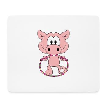 SCHWEIN - SPRINGSEIL - Mousepad (Querformat) - Weiß - Vorne