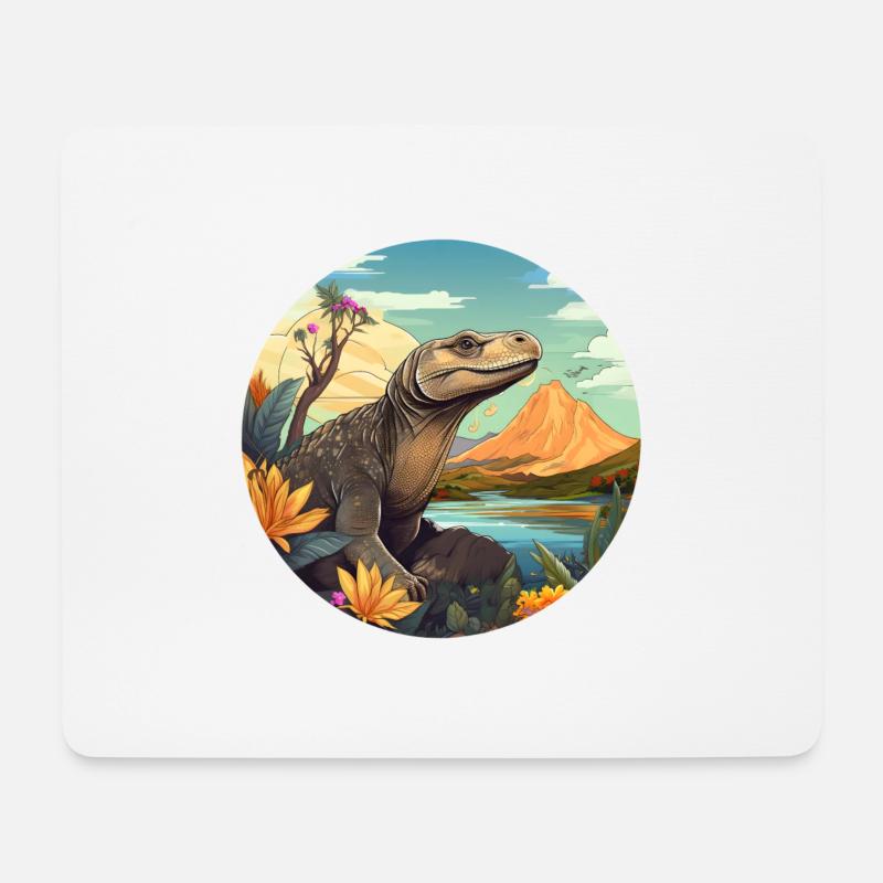Komodowaran - Mousepad (Querformat) - Weiß