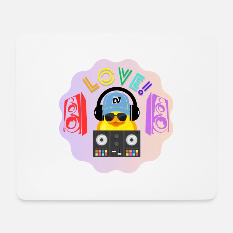Love DJ Duck - Mousepad (Querformat) - Weiß