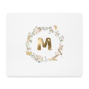 M Monogramm Glitter Boho Kranz - Mousepad (Querformat) - Weiß - Vorne