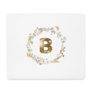 B Monogramm Glitter Boho Kranz - Mousepad (Querformat) - Weiß - Vorne
