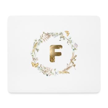 F Monogramme Paillettes Boho Couronne - Tapis de souris (format paysage) - blanc - Devant