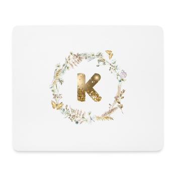 K Monogramm Glitter Boho Kranz - Mousepad (Querformat) - Weiß - Vorne