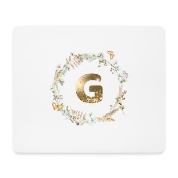 G Monogramm Glitter Boho Kranz - Mousepad (Querformat) - Weiß - Vorne