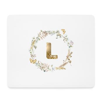 L Monogramm Glitter Boho Kranz - Mousepad (Querformat) - Weiß - Vorne