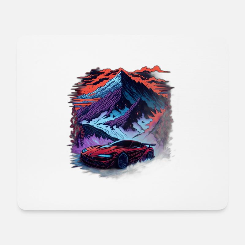 Sportwagen Drift - Mousepad (Querformat) - Weiß