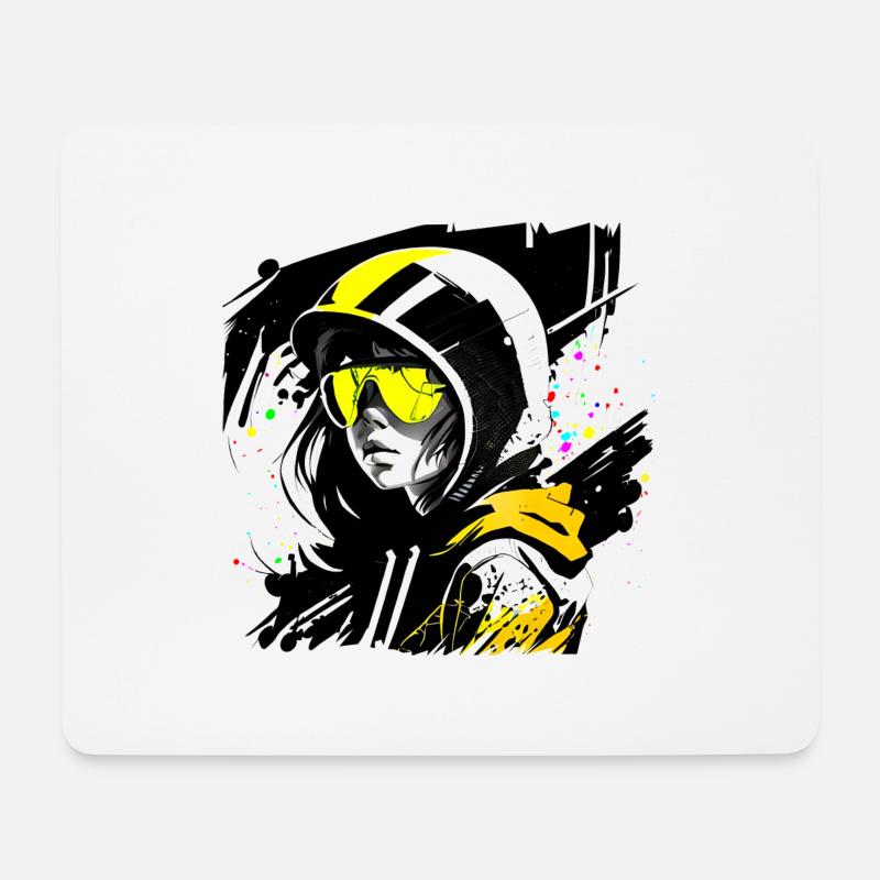 Mädchen mit Kapuze und Sonnenbrille - Mousepad (Querformat) - Weiß