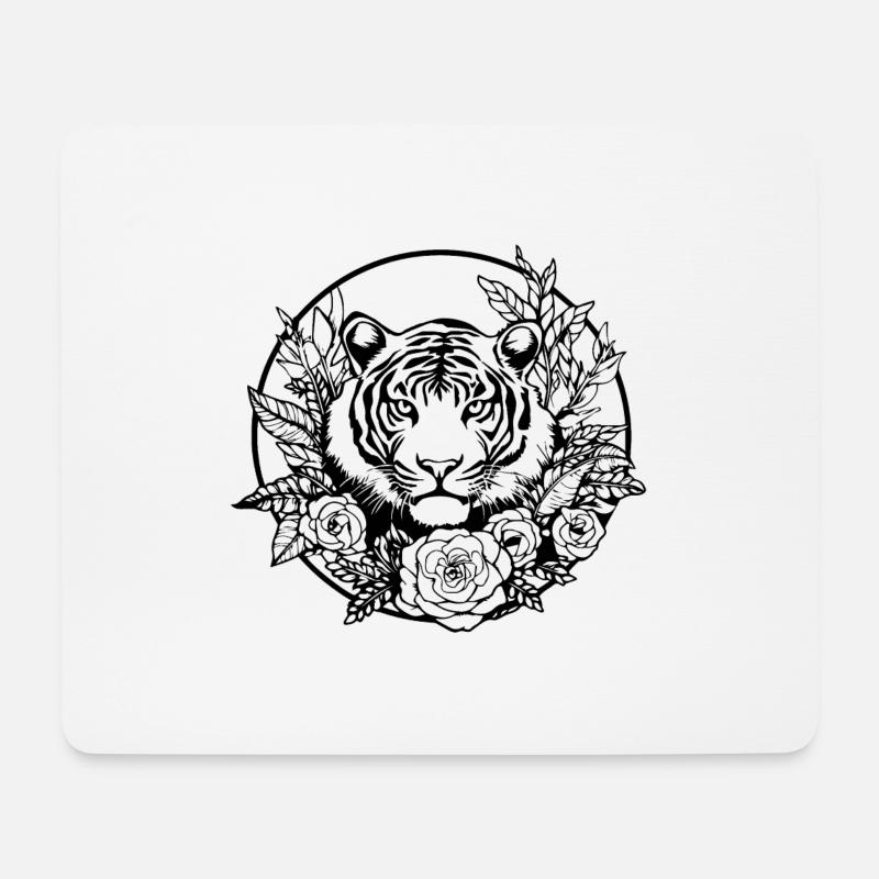 Tiger Raubkatze - Mousepad (Querformat) - Weiß