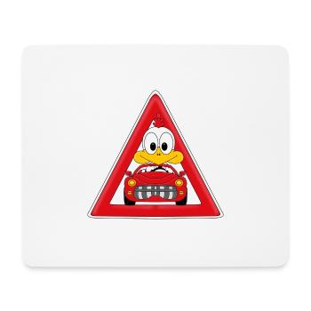 ACHTUNG VERRÜCKTES HUHN AM STEUER - Mousepad (Querformat) - Weiß - Vorne