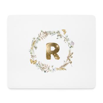 R Monogramm Glitter Boho Kranz - Mousepad (Querformat) - Weiß - Vorne