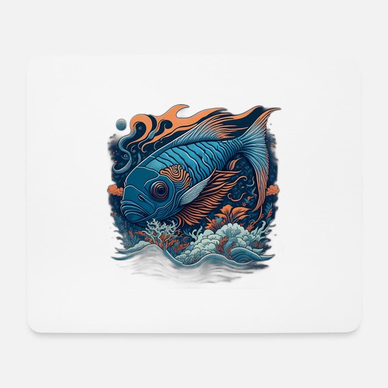 japanischer Fisch - Mousepad (Querformat) - Weiß