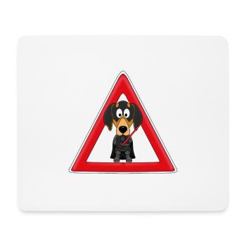 ACHTUNG - KAMPFDACKEL - DACKEL - HUND - Mousepad (Querformat) - Weiß - Vorne