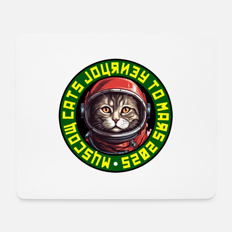 Astronaut Cat Logo 2 - Sowjetisch - Mousepad (Querformat) - Weiß