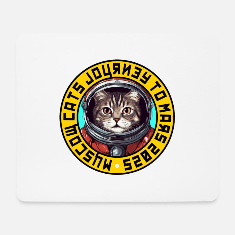 Astronaut Cat Logo 3 - Sowjetisch - Mousepad (Querformat) - Weiß