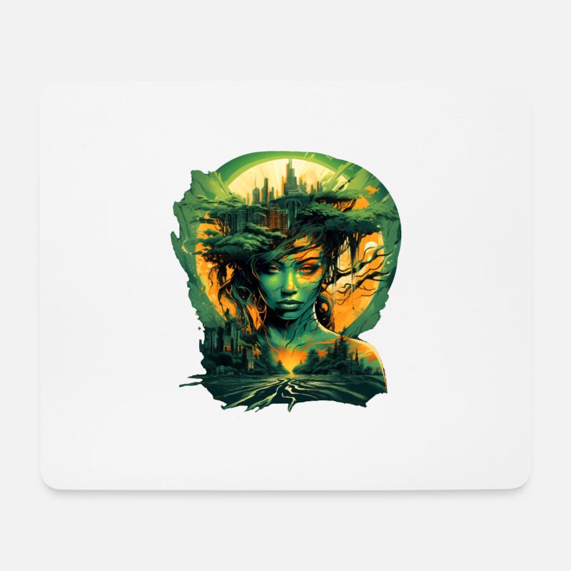 Dryade im Großstadtdschungel - Mousepad (Querformat) - Weiß