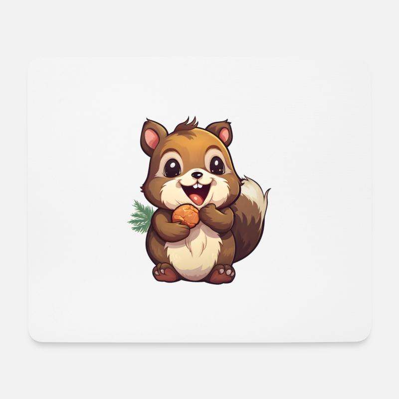 Cute squirrel with nut - Mouse Pad (horizontal) - white