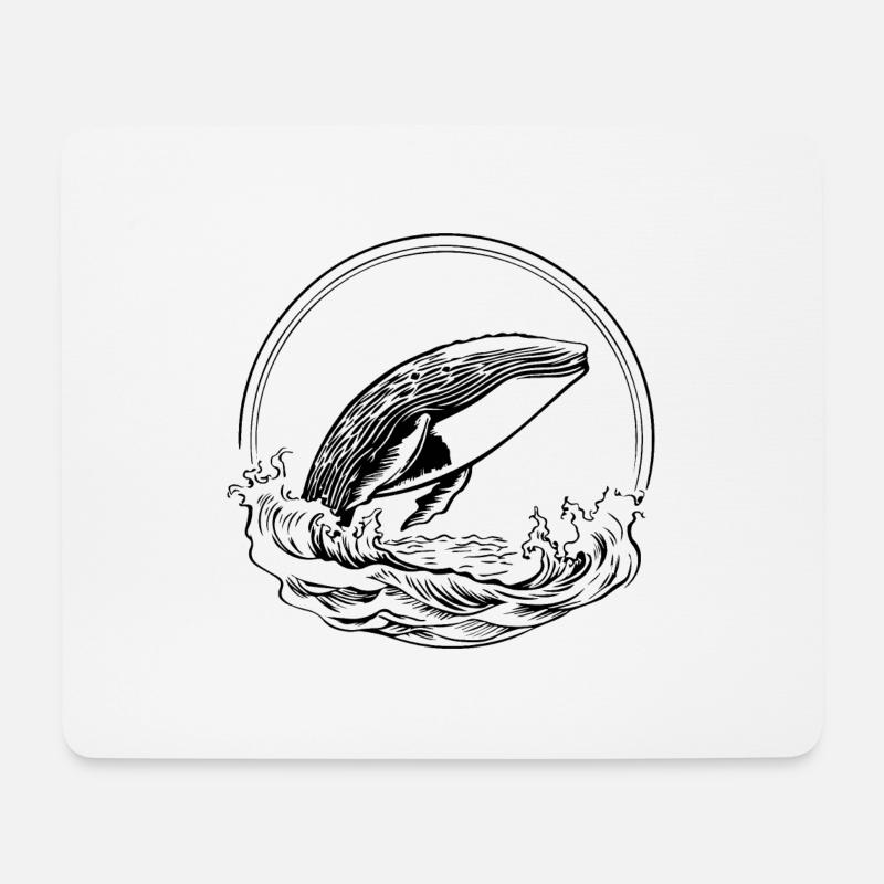 Wal Meer Fische - Mousepad (Querformat) - Weiß