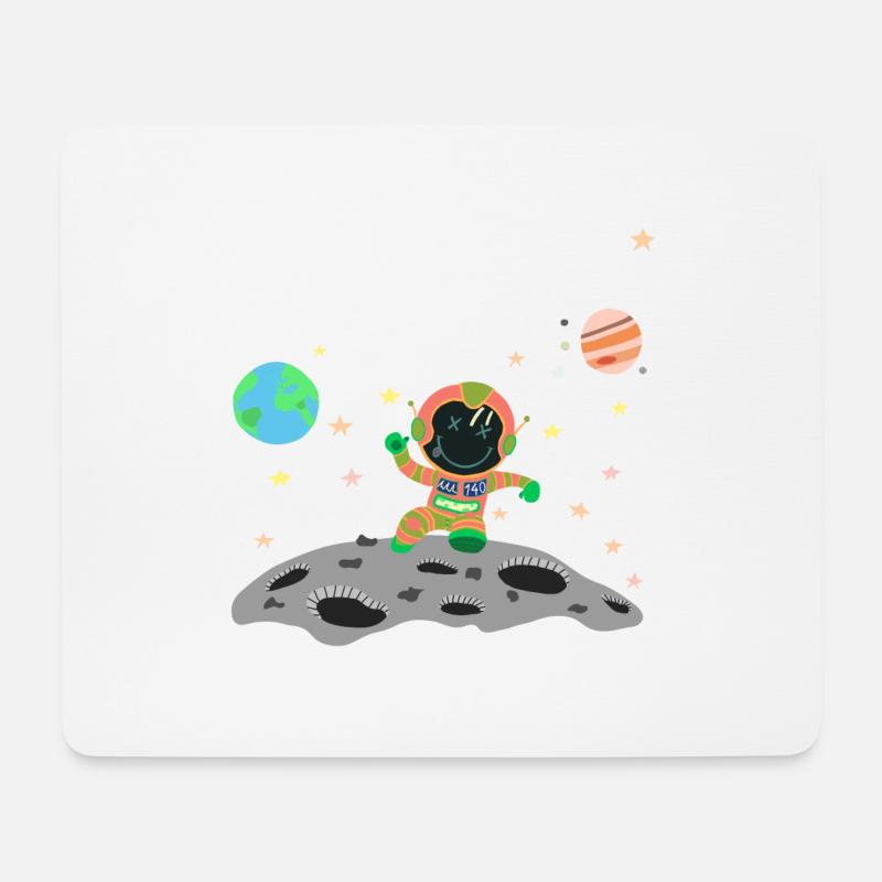 Astronaut orange grün - Mousepad (Querformat) - Weiß