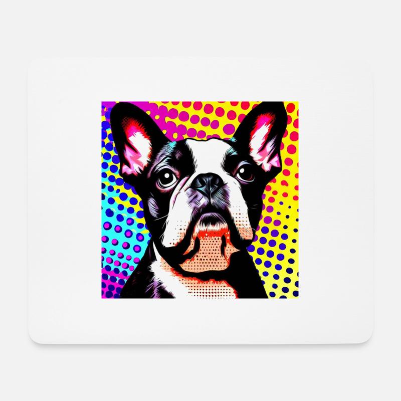 Boston Terrier Pop Art - Mousepad (Querformat) - Weiß