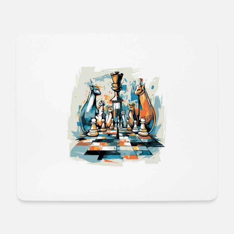 Katzen und Schach - Mousepad (Querformat) - Weiß