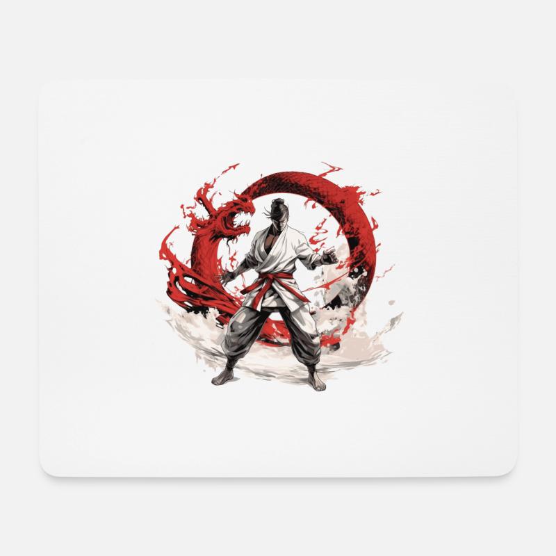 Kampfgeist im Drachenwirbel - Mousepad (Querformat) - Weiß
