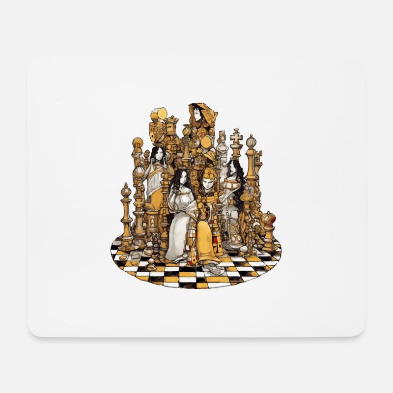 Könige und Göttinnen des Schachbretts - Mousepad (Querformat) - Weiß