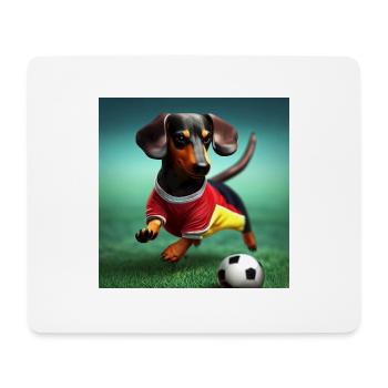 Dackel beim Fußballspielen - Mousepad (Querformat) - Weiß - Vorne