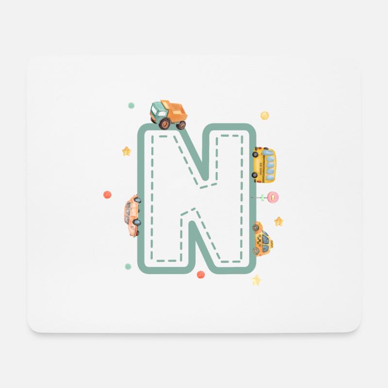 Buchstabe n Fahrzeug - personalisiertes Kindergeschenk - Mousepad (Querformat) - Weiß