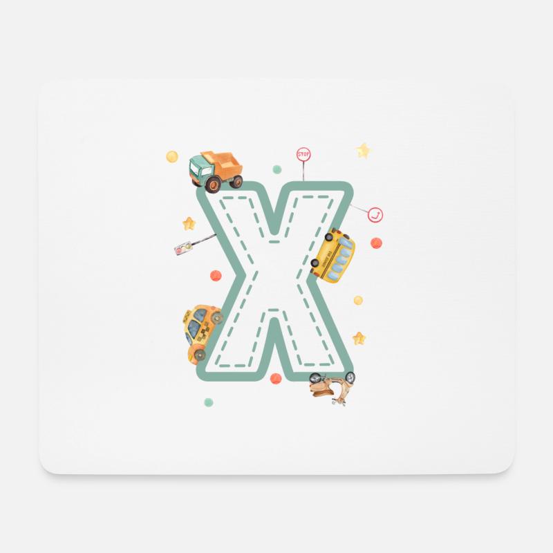Buchstabe x Fahrzeug - personalisiertes Kindergeschenk - Mousepad (Querformat) - Weiß