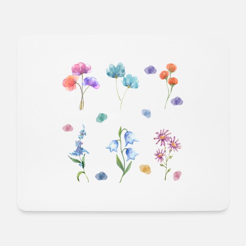 Aquarell-Blumen - Mousepad (Querformat) - Weiß