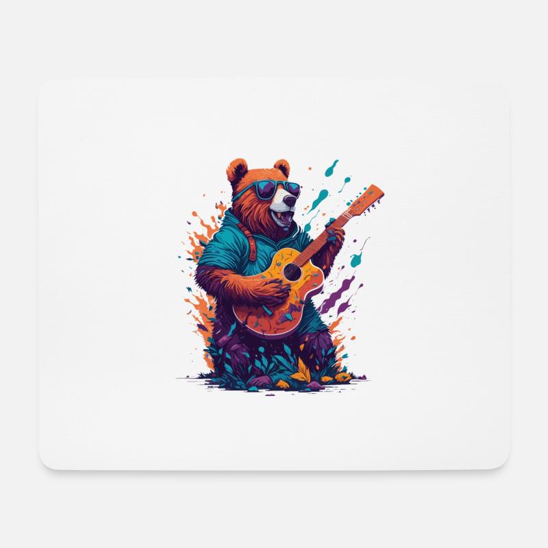 Klingelnder Bär - Mousepad (Querformat) - Weiß