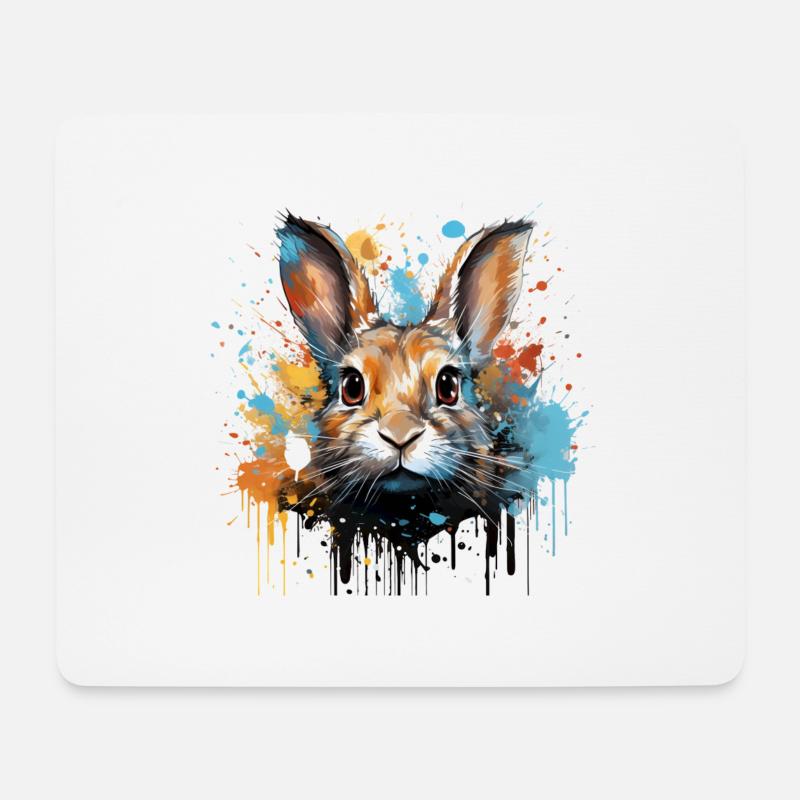 Hasen Kopf Kaninchen Farbspritzer Häschen - Mousepad (Querformat) - Weiß