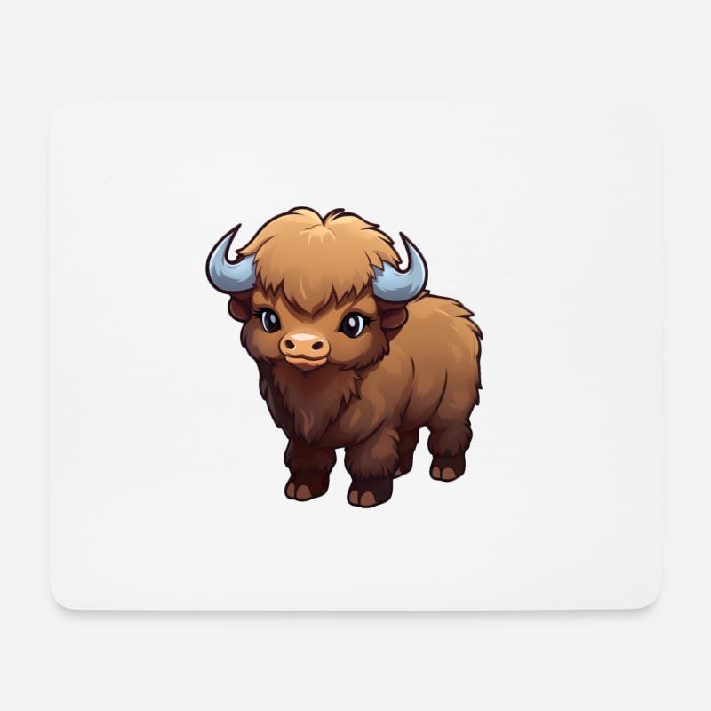 Baby Bison Büffel - Mousepad (Querformat) - Weiß