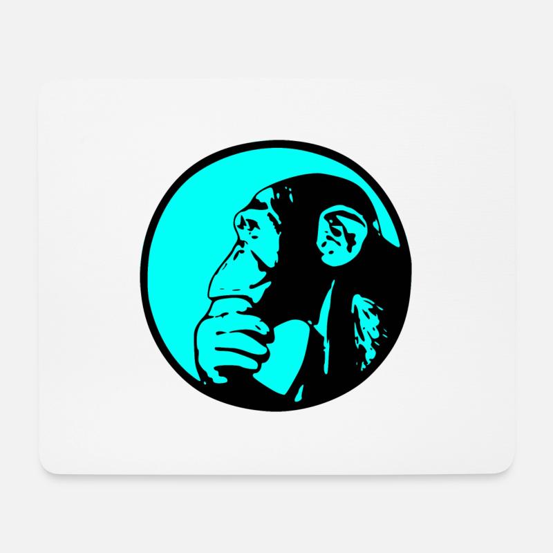 Denkender Affe Schimpanse - Mousepad (Querformat) - Weiß