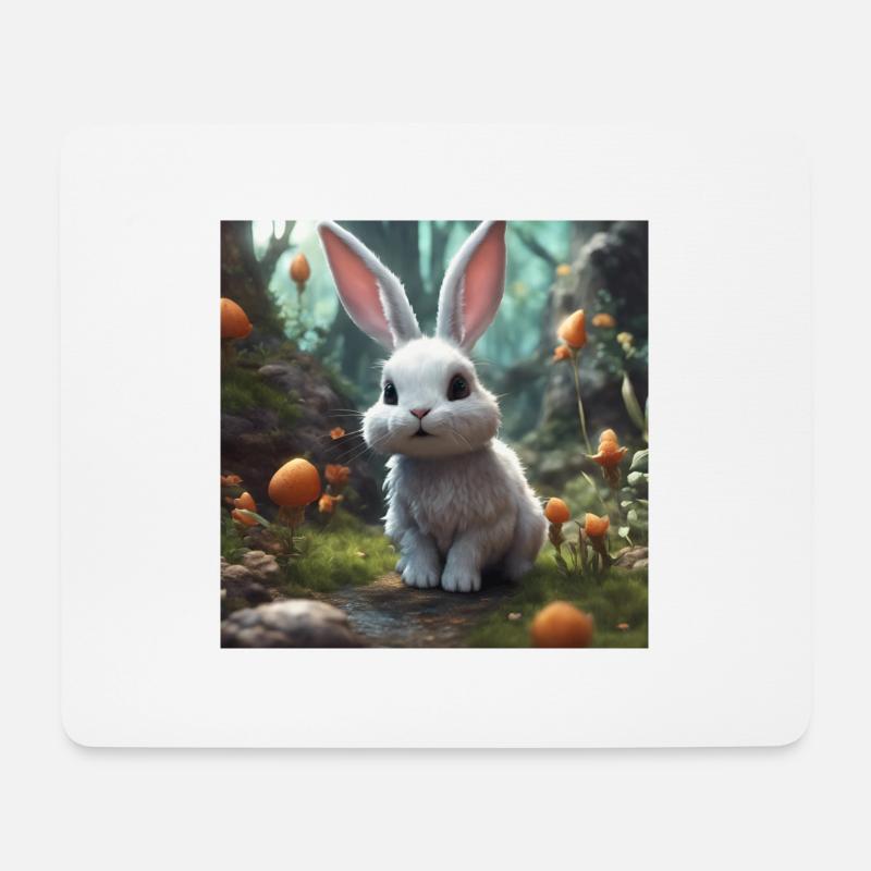 niedliches kaninchen - Mousepad (Querformat) - Weiß