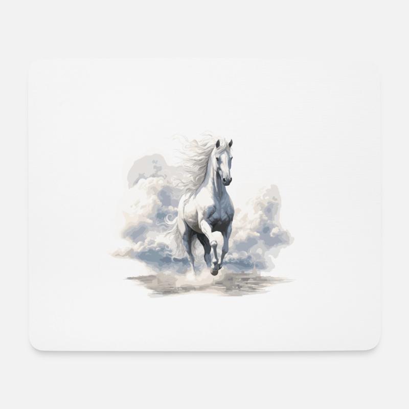 weißes Pferd in voller Pracht - Mousepad (Querformat) - Weiß