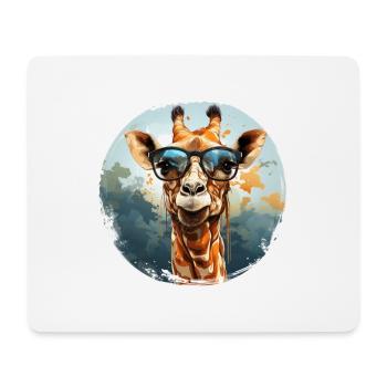 Girafe hipster animale avec des lunettes de soleil drôle - Tapis de souris (format paysage) - blanc - Devant