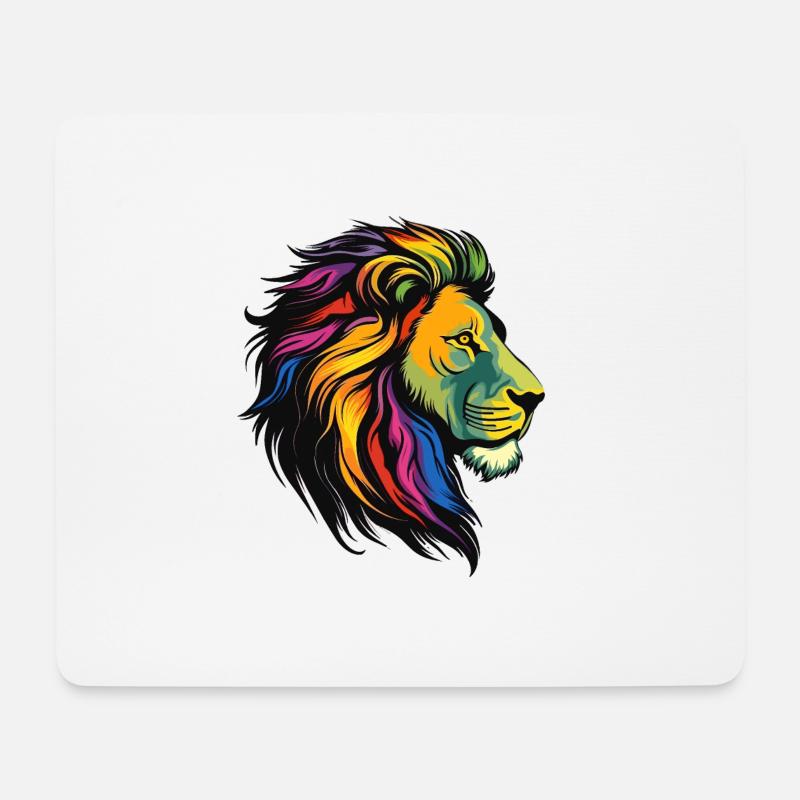 Stolzer Löwe - Mousepad (Querformat) - Weiß