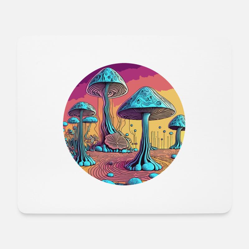 Psychedelic Mushroom Tree Valley - Mouse Pad (horizontal) - white