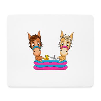 PFERDE - PONYS - PLANSCHBECKEN - TIERE - Mousepad (Querformat) - Weiß - Vorne