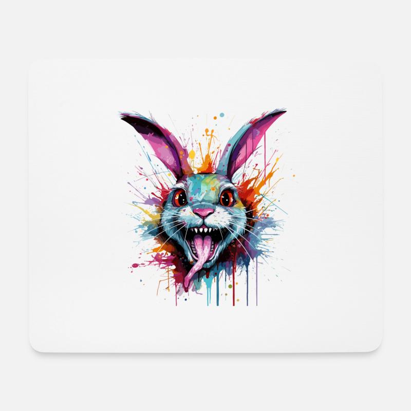 bunter & verrückter Hase - Mousepad (Querformat) - Weiß