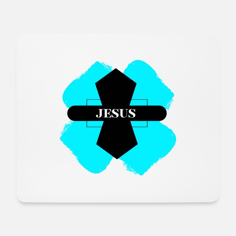 Jesus cross turquoise - Mouse Pad (horizontal) - white